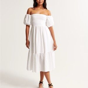 Emerson Off-Shoulder Midi Dress in White